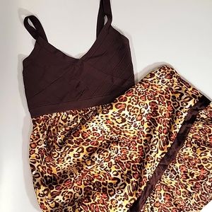 NWT New Bebe festival leopard print resort summer vacation bandage top dress